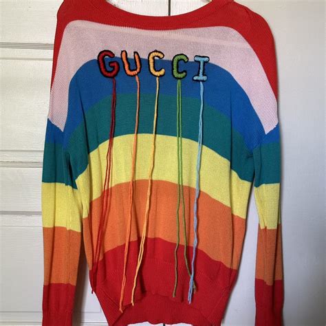 old gucci rainbow sweater|cashmere sweater gucci.